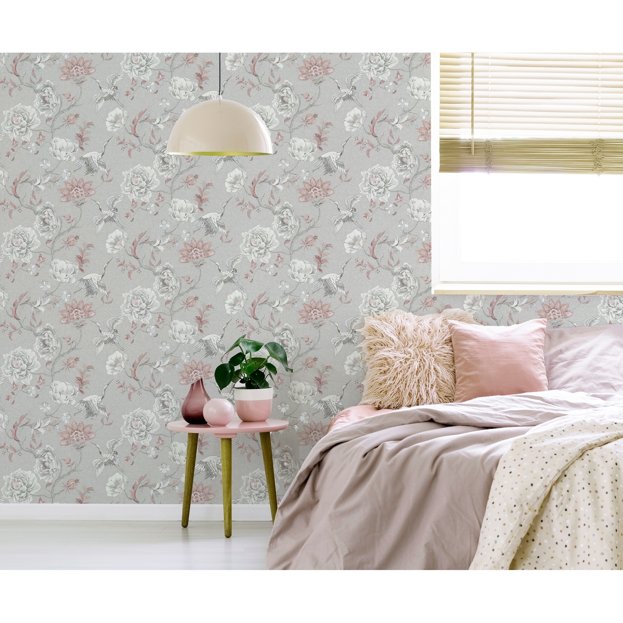 Arthouse Maggie Light Grey Cranes Wallpaper