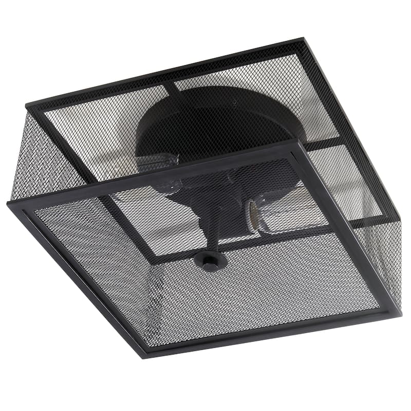 SAFAVIEH Lighting Ortansa 2-Light Black Flush Mount - 11.875" x 11.875" x 6.5" - 12Wx12Dx7H