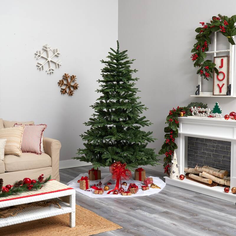 7ft. Spruce Artificial Christmas Tree with 650 Warm White LED Lights & 1575 Branches - Bright Seasonal Holiday X-Mas Glow
