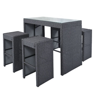 5-piece Rattan Outdoor Patio Furniture Set Bar Dining Table Set - 27.6