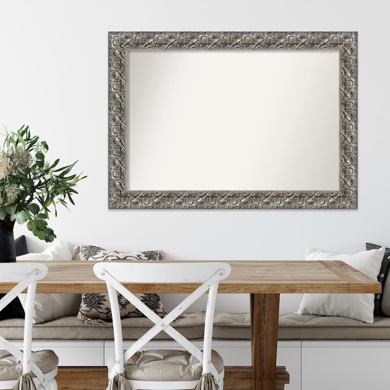 Non-Beveled Wood Wall Mirror - Silver Luxor Frame