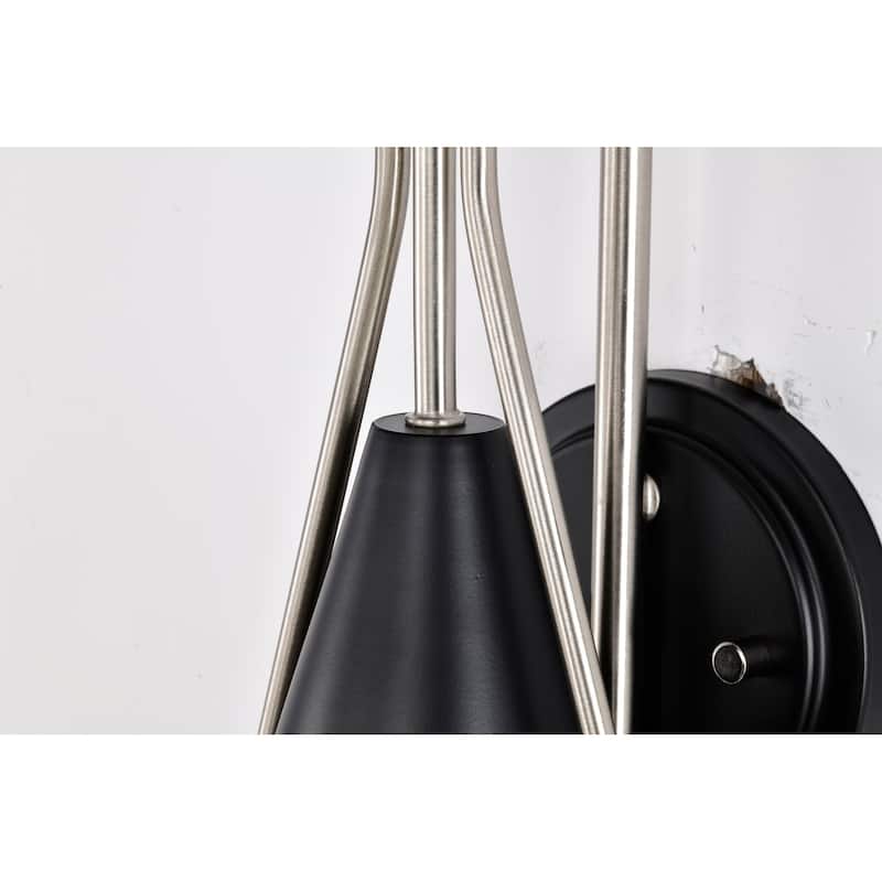 Admiral 1 Light Wall Sconce - Matte Black and Brushed Nickel Finish - White Opal Glass