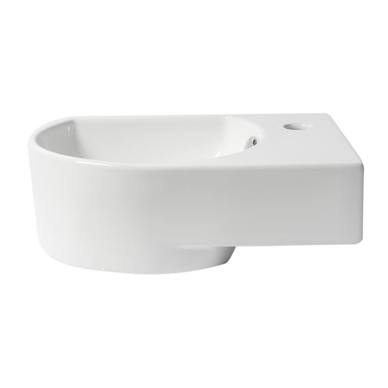 ALFI brand White 16" Small Wall Mounted Ceramic Sink with Faucet Hole