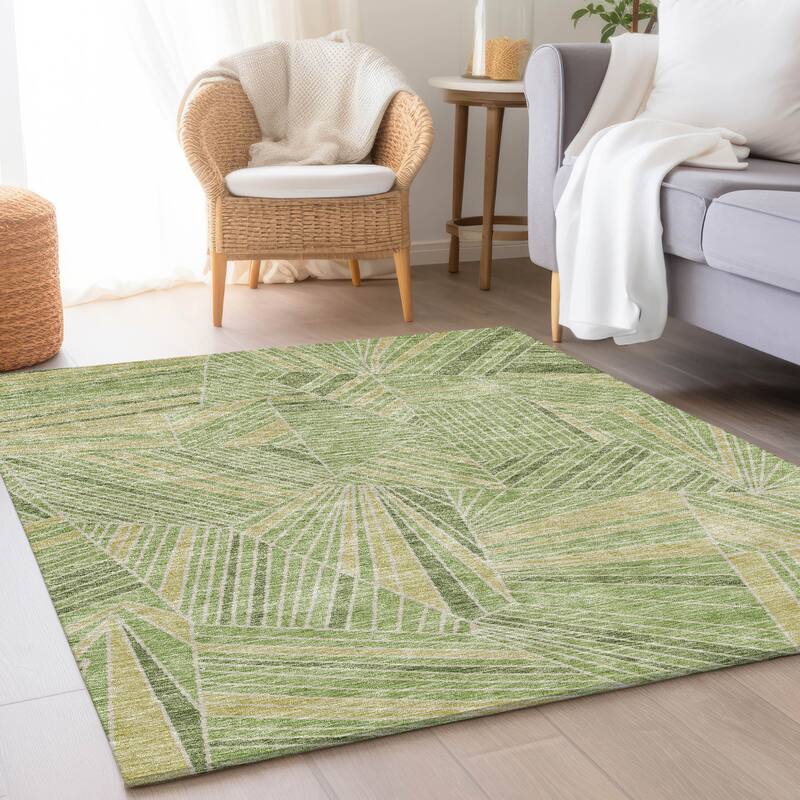 Premium Washable Super Soft Modern Mosaic Mayfield Rug - Green - 9' x 12'
