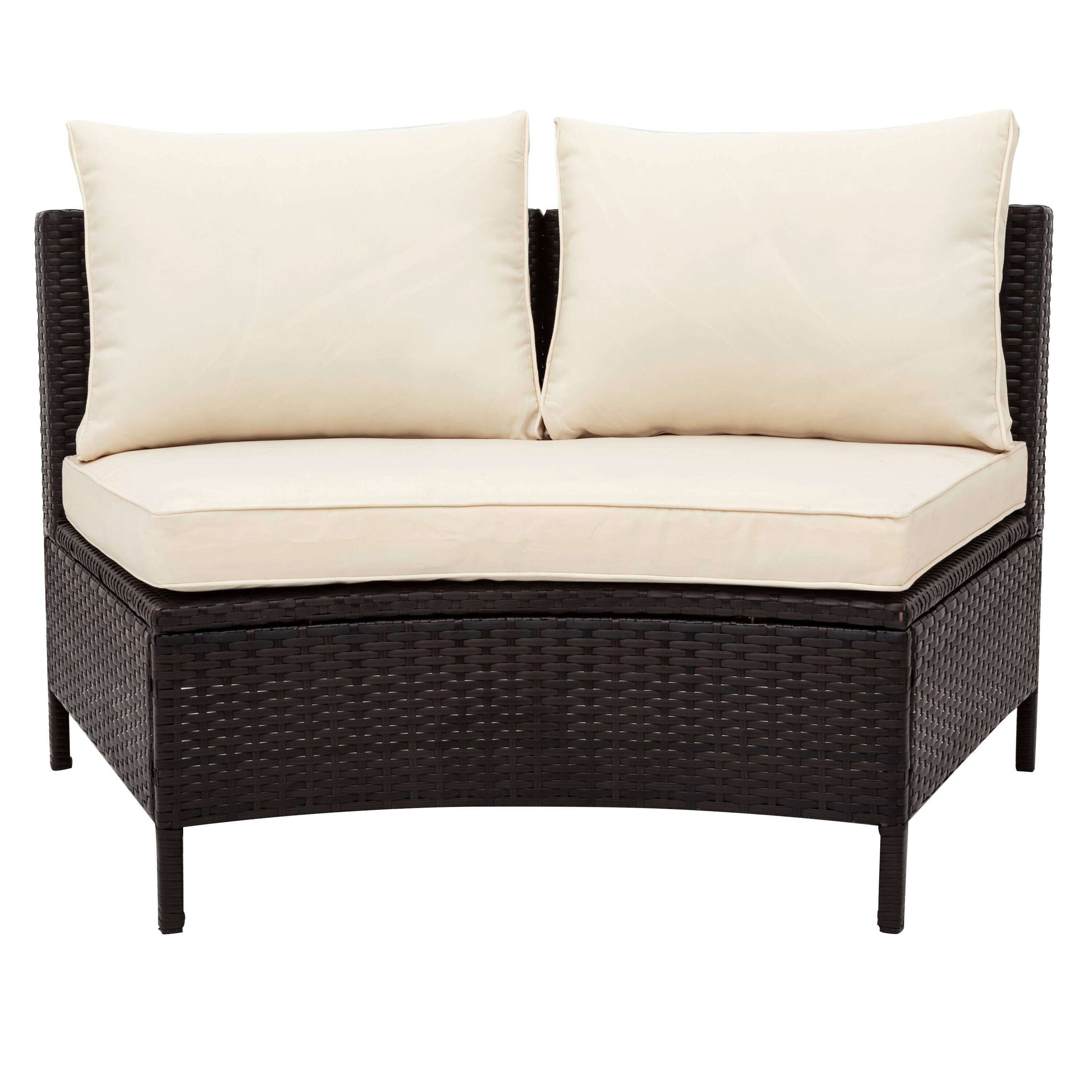 Outdoor Patio UVproof HalfMoon Sectional Sofa Set, 5 Pieces Wicker