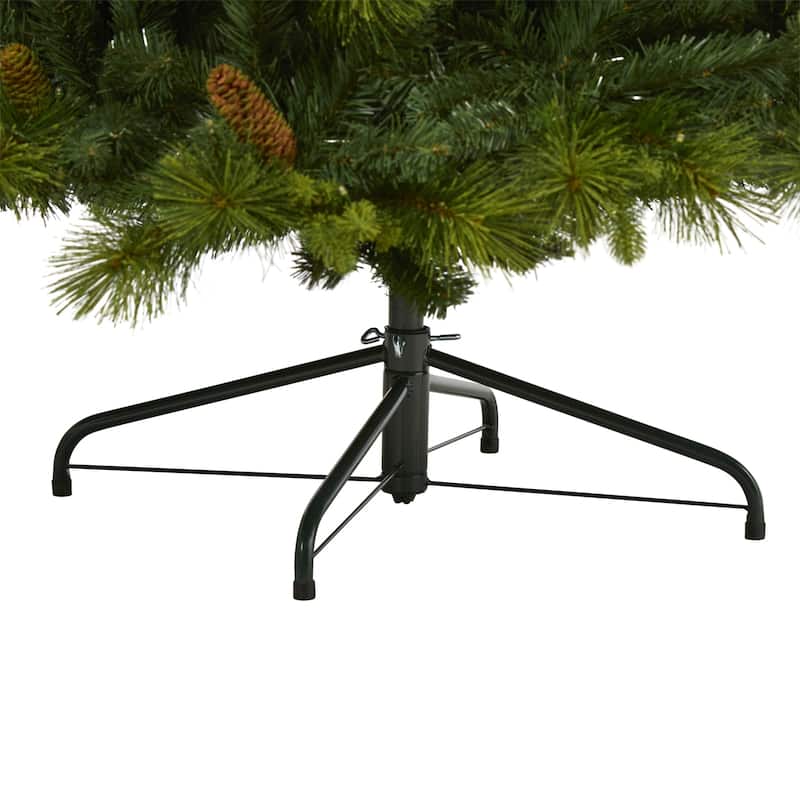 7.5ft Slim Christmas Tree with Lights - Artificial Pine Tree, Holiday Decor, Warm White LED Lights - Green - 84