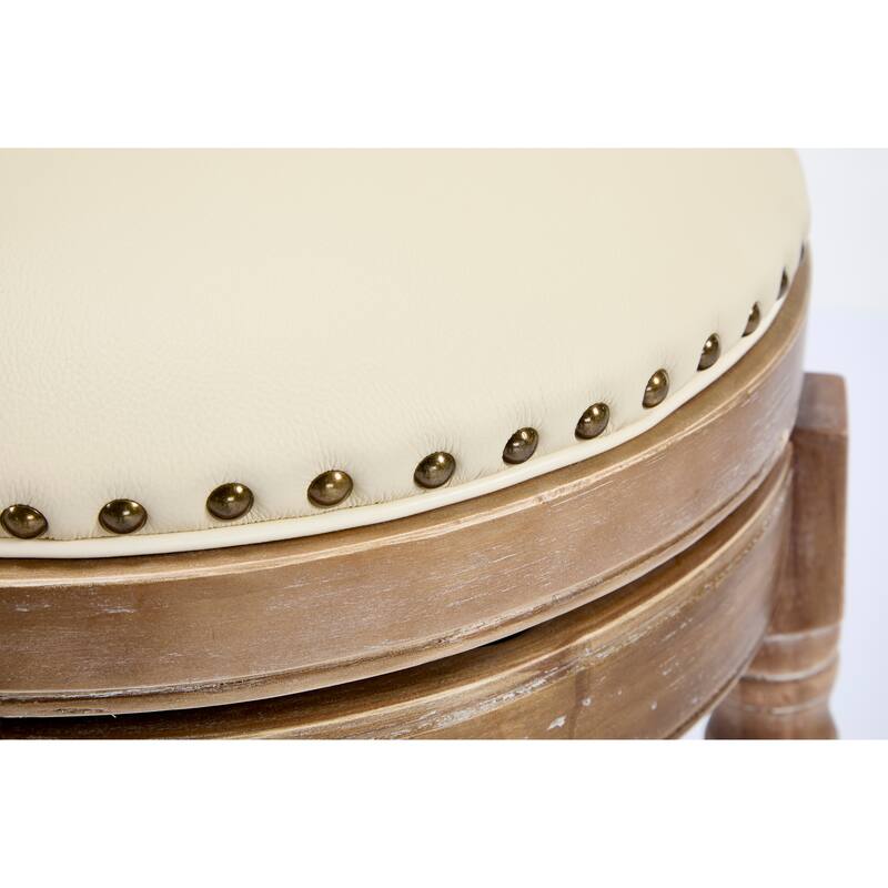 Bar Stools Seat Height 26" Leather Wooden Bar Stools(Beige 1pc)