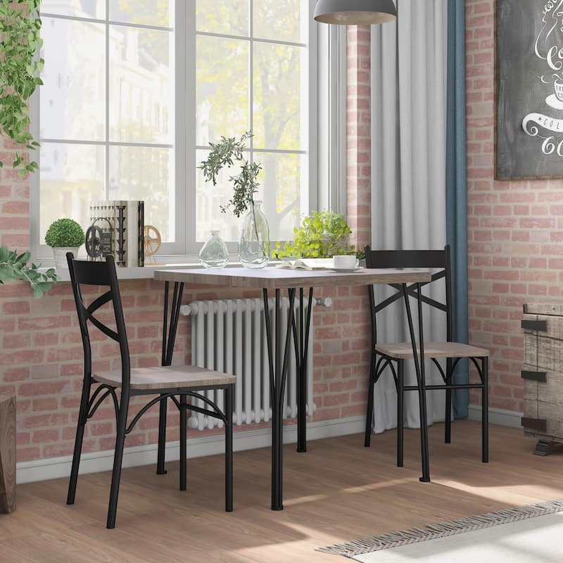 Zath Industrial Metal Compact 3-Piece Square Dining Table Set by Furniture of America
