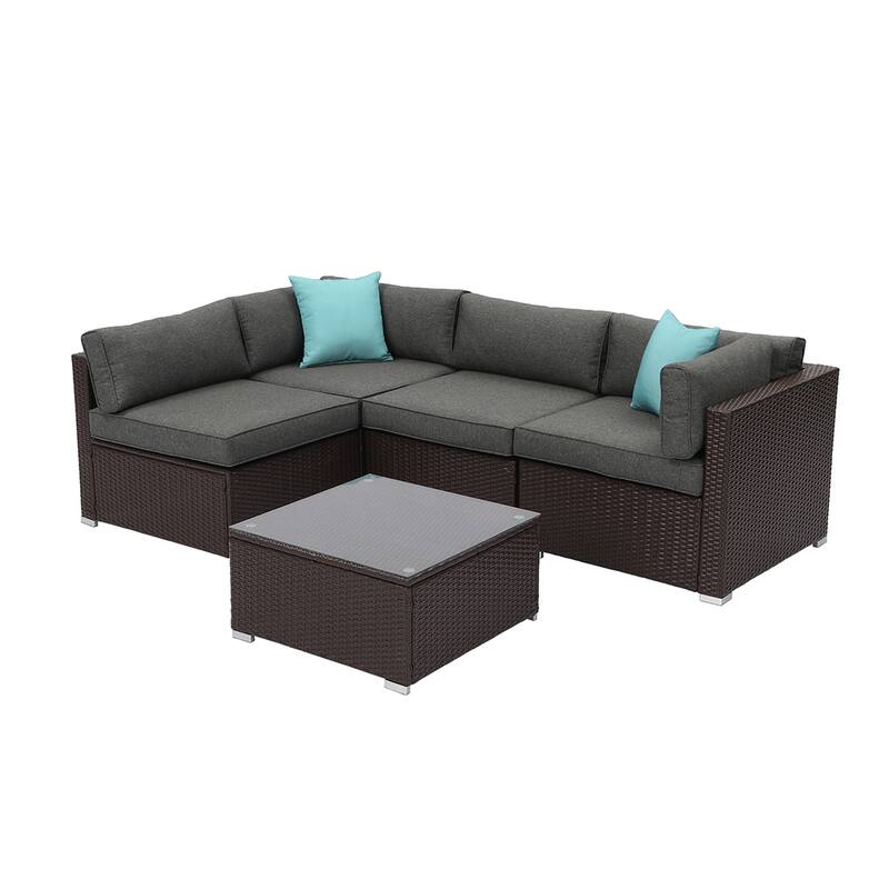 Cosiest 5-piece Outdoor Patio Wicker Furniture Set with Coffee Table