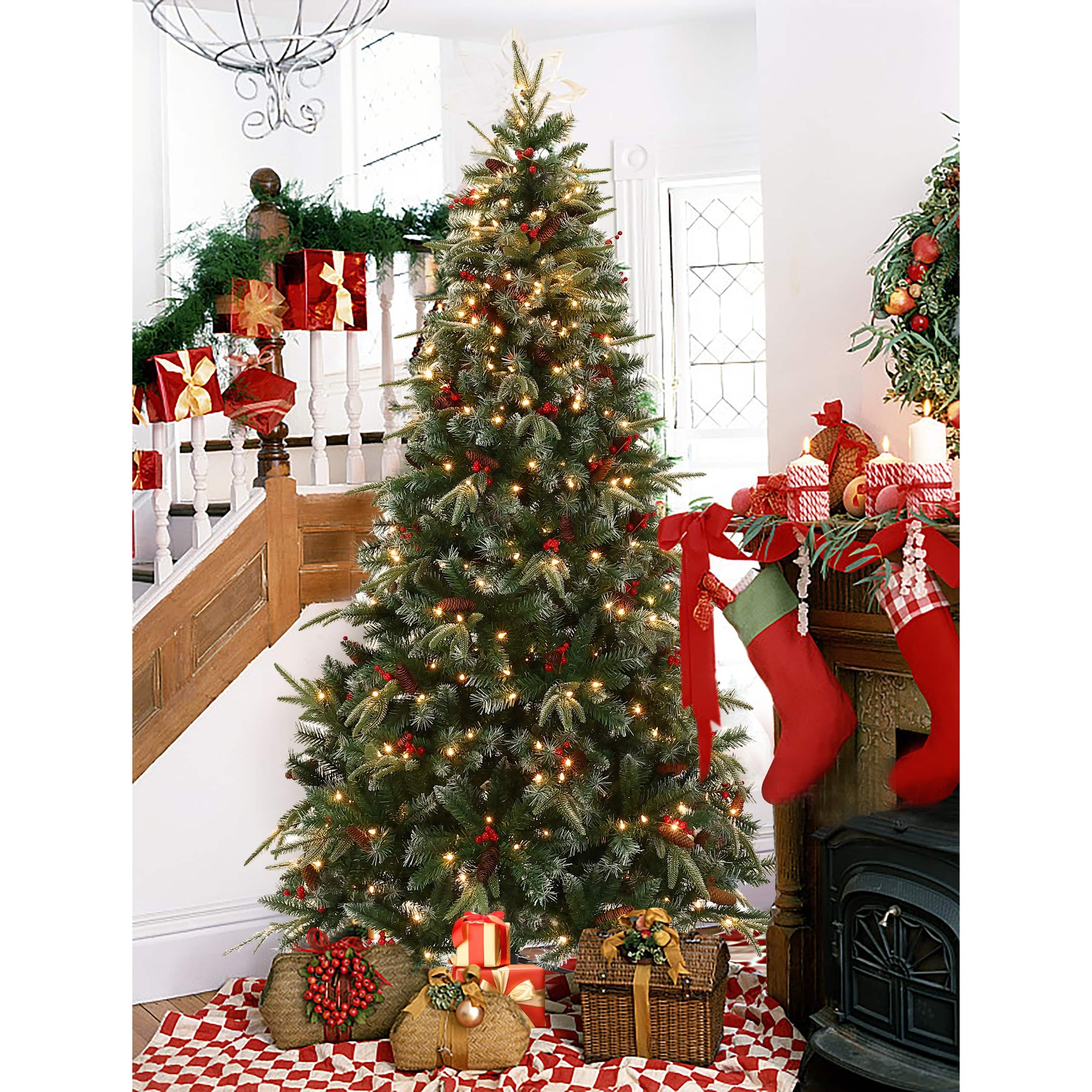 7Ft Pre-Lit LED Artificial Full Pine Christmas Tree - On Sale - Bed ...