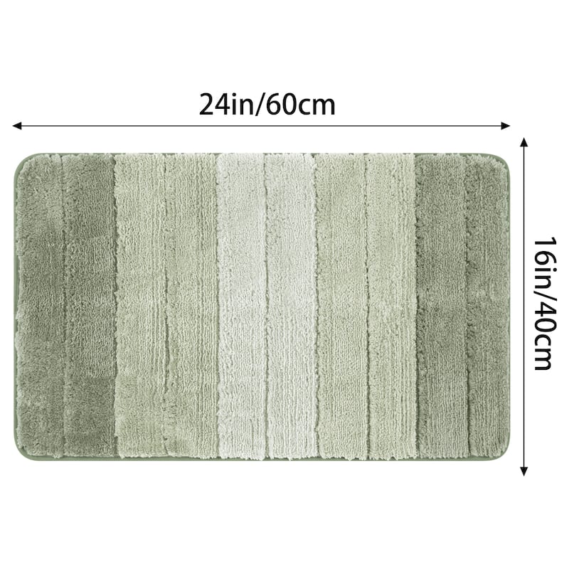 Plush Gradient Striped Bathroom Rug, Microfiber Shaggy Bathroom Mat Machine Washable with TPR Backing