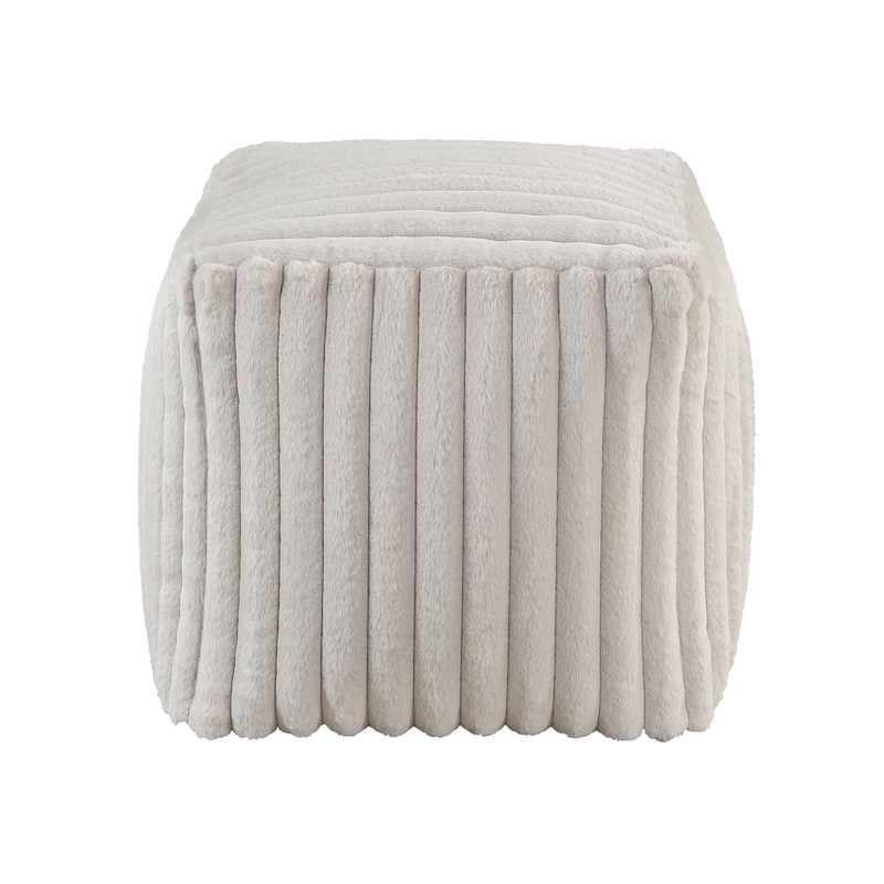 Square Pouf Plush Off Corduroy Fabric Upholstery Modern Ottoman, Footstool, NonSlip Floor Pouf, Bean Bag Chair, 1pc Sitting Pouf