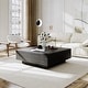 preview thumbnail 1 of 4, Mid Century Modern Coffee Table，Minimalist Wood Veneer Coffee Table with Storage for Living Room, Fully-assembled 35.43'' - Black