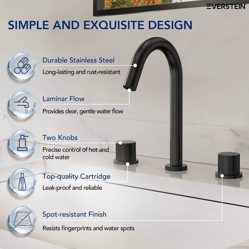 High-Arc Bathroom Sink Faucet for Vanity, 3-Hole 2-Handle Bathroom Faucet with Drain Assembly