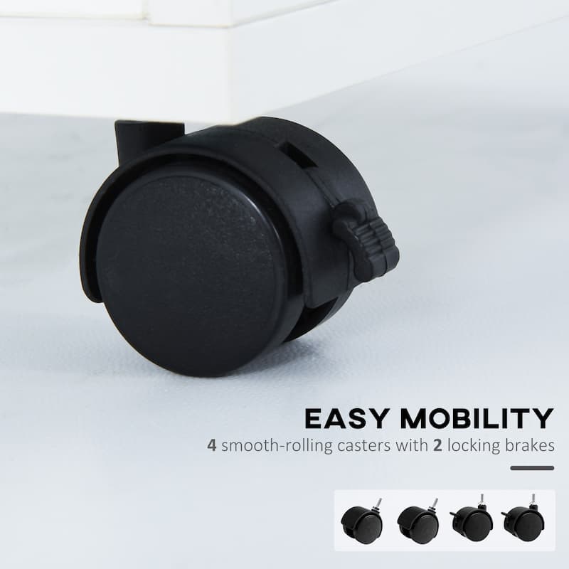 HOMCOM 24" Mobile Printer Cart with 2 Drawers, White