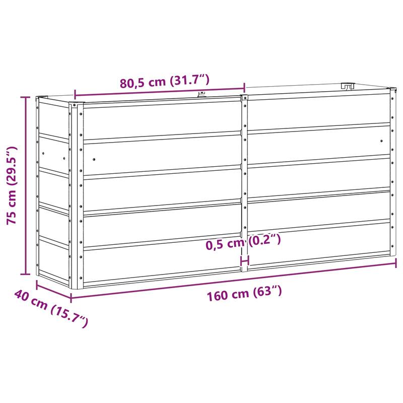 vidaXL Planter in Steel - 39.37 x 15.75 x 17.72"