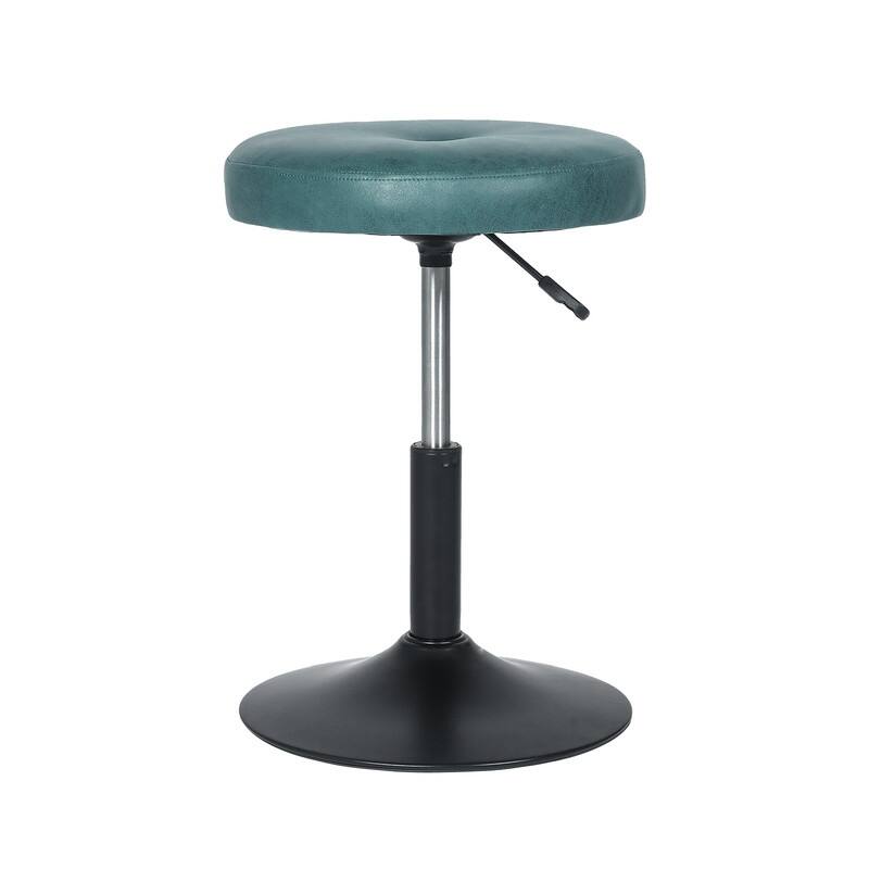 Adeco Adjustable Faux Leather Round Ottoman Swivel Freely Vanity Stool