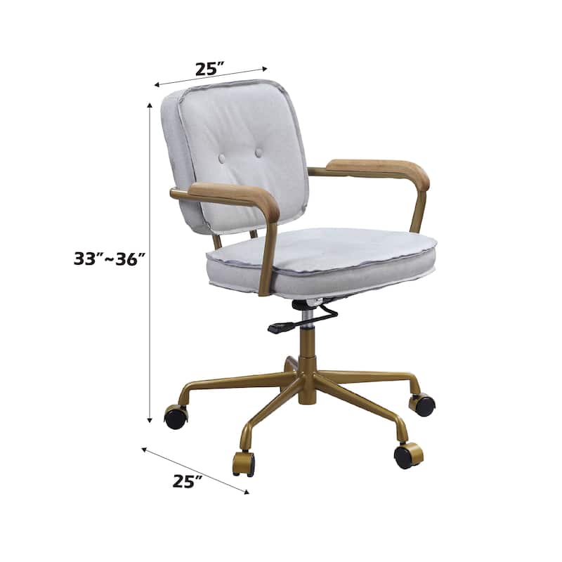 Vintage White Top Grain Leather Office Chair