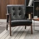 preview thumbnail 3 of 24, Ebello Mid-Century Modern Upholstered Leather Accent Chair with Solid Wood Frame Black