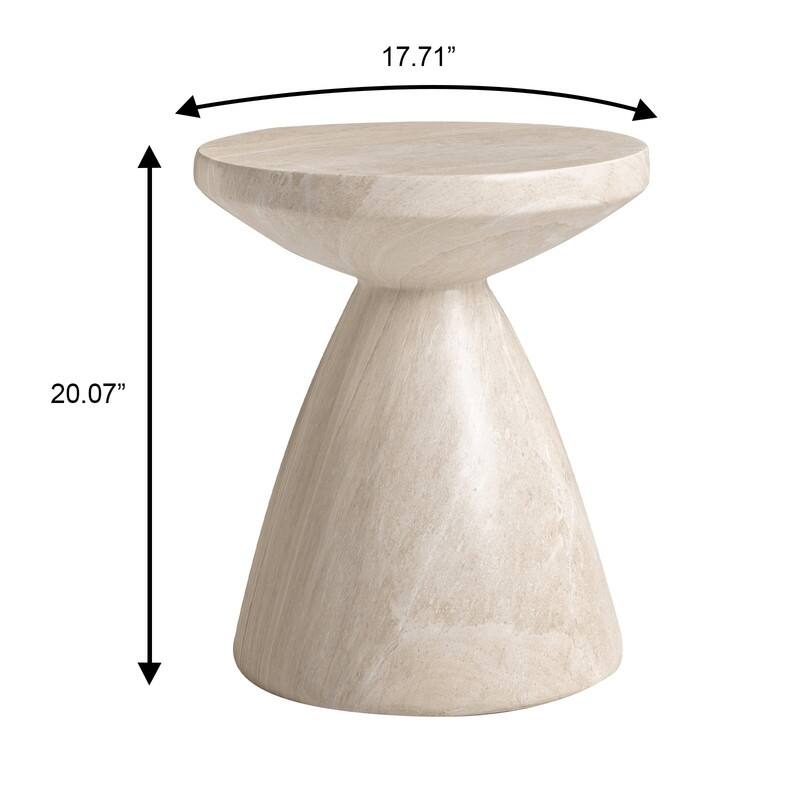 Dune 17-Inch Round Side Table in Fiberstone Accent End Table for Indoor and Outdoor Patio Use