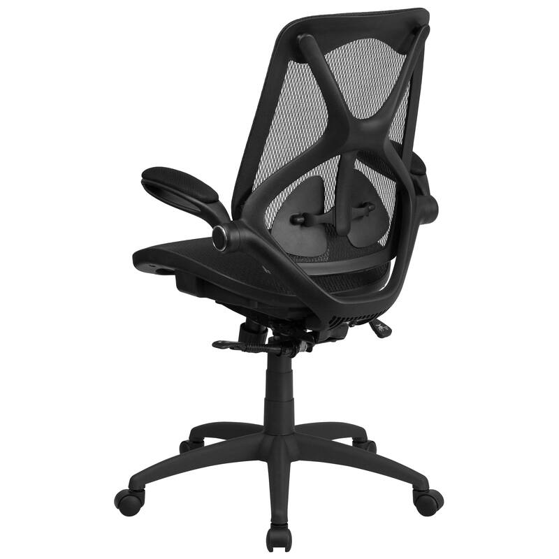 High Back Mesh Ergonomic Office Chair-Adjustable Lumbar, 2-Paddle Control - Black