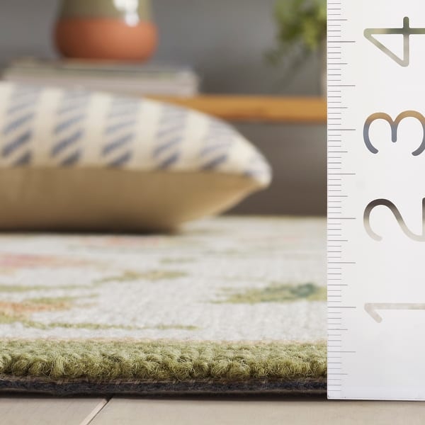 dimension image slide 0 of 2, SAFAVIEH Handmade Chelsea Alexandr Floral French Country Wool Rug