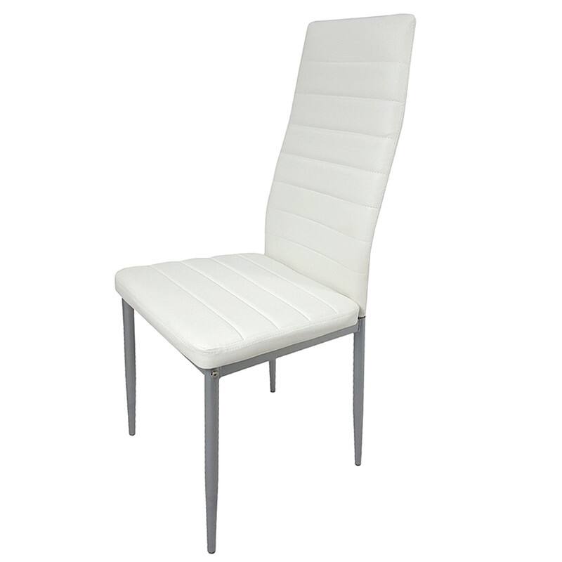 Modern Tempered Glass Table and Upholstered Chair 5-piece Dining Set - White01 Chairs