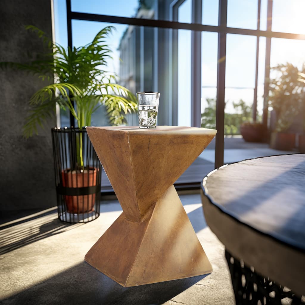 Modern Lightweight Concrete Side Table Accent Table Garden Patio - 12"x12"x18