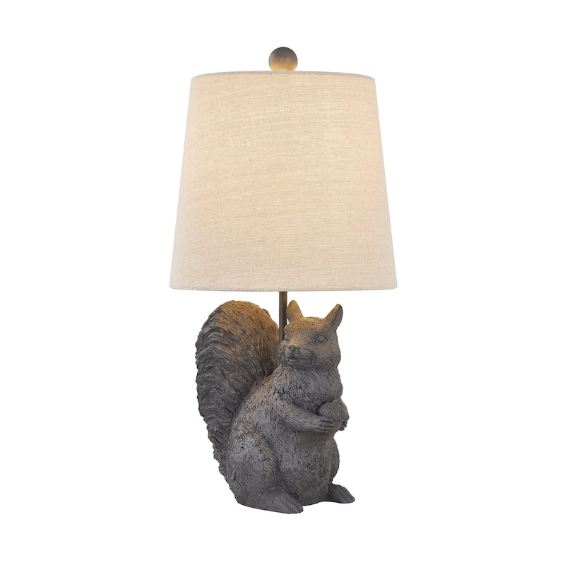 19"H Black Resin Squirrel Table Lamp With Shade - 10" x 10" x 19"