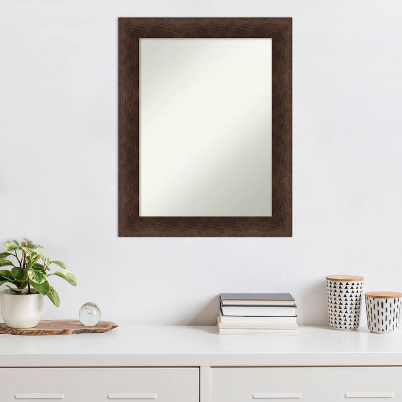 Warm Walnut Non-Beveled Wood Framed Wall Mirror - Warm Walnut