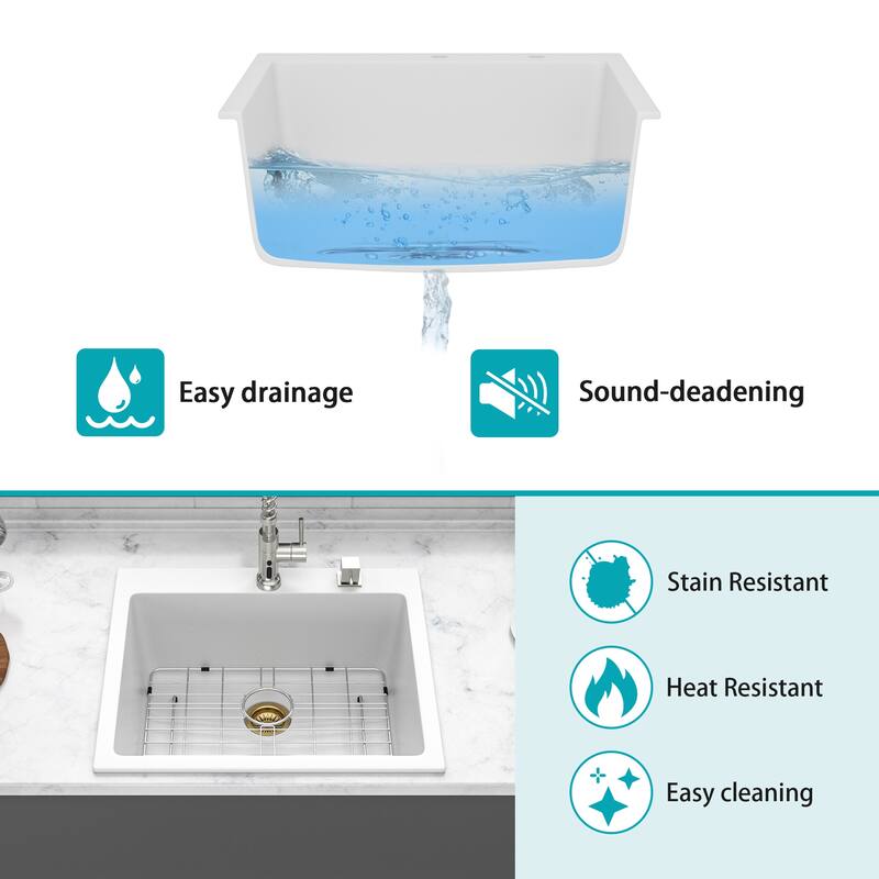 Drop-In Single Bowl Quartz Kitchen Sink