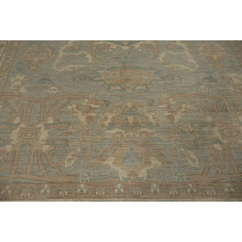 Hand Knotted Oriental 100% Wool Carpet Transitional All-Over Greys & Charcoal Oushak Area Rug - 11' 8'' X 8' 8''