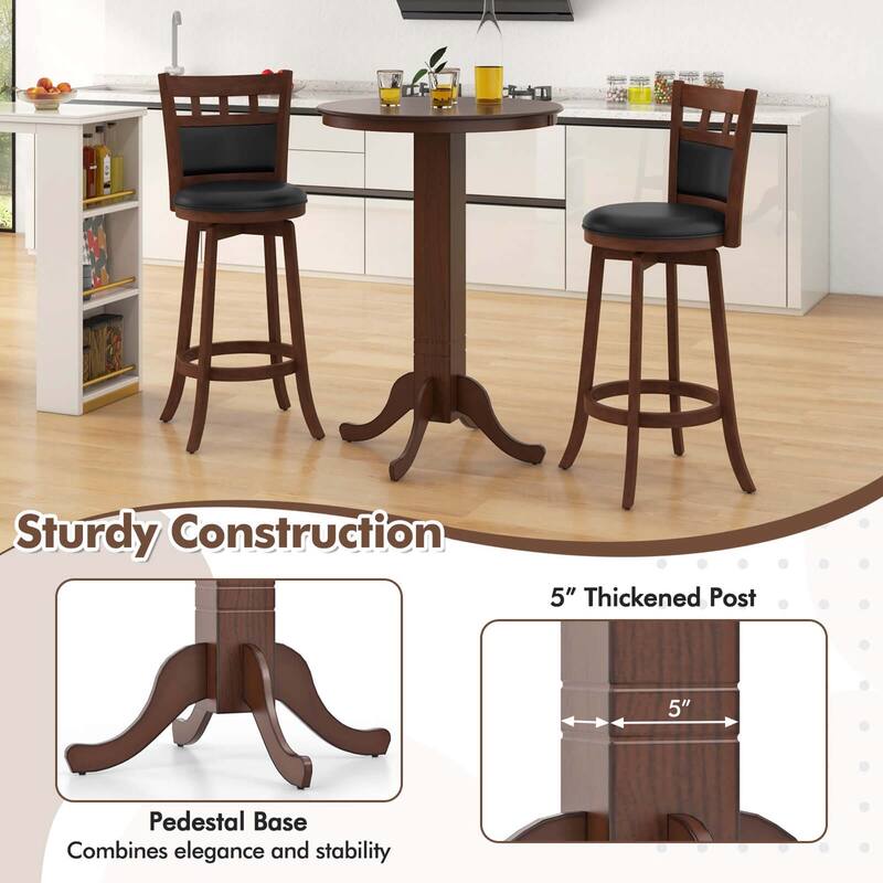 Costway 30 Inch Wood Pub Round Dining Table with Pedestal Base Kitchen - See Details