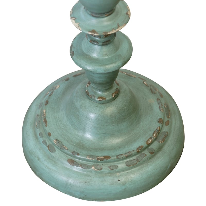 StyleCraft Charlton Distressed Blue Table Lamp - Taupe Hardback Silk Shade