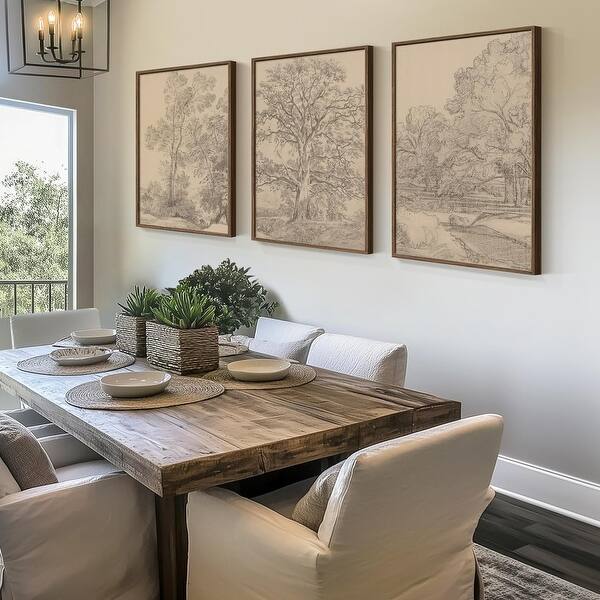 Framed Vintage William Morris Canvas Wall Art Set Of 3, Large Retro Floral Artwork Prints, Rustic Farmhouse Botanical Aesthetic Wall Decor For Living