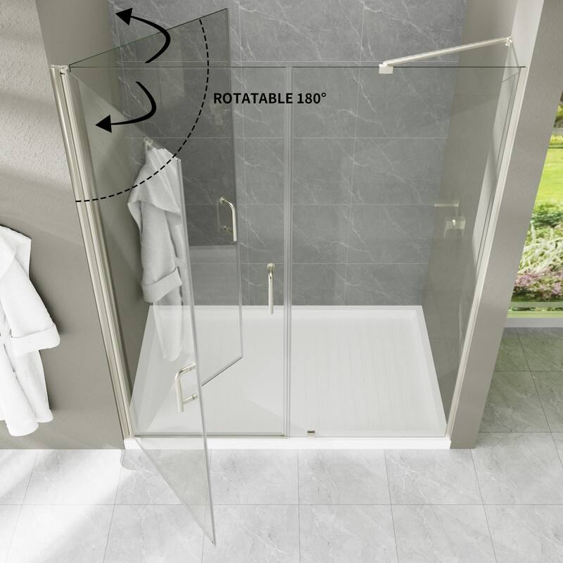 Alvana 60‘’×72'' Semi-Frameless Hinged Shower Door