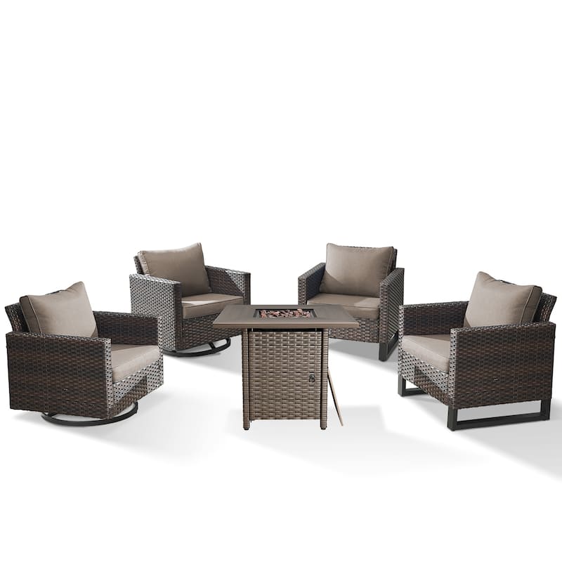 Outdoor Pocassy Glider Chairs Patio Chairs with Fire Table