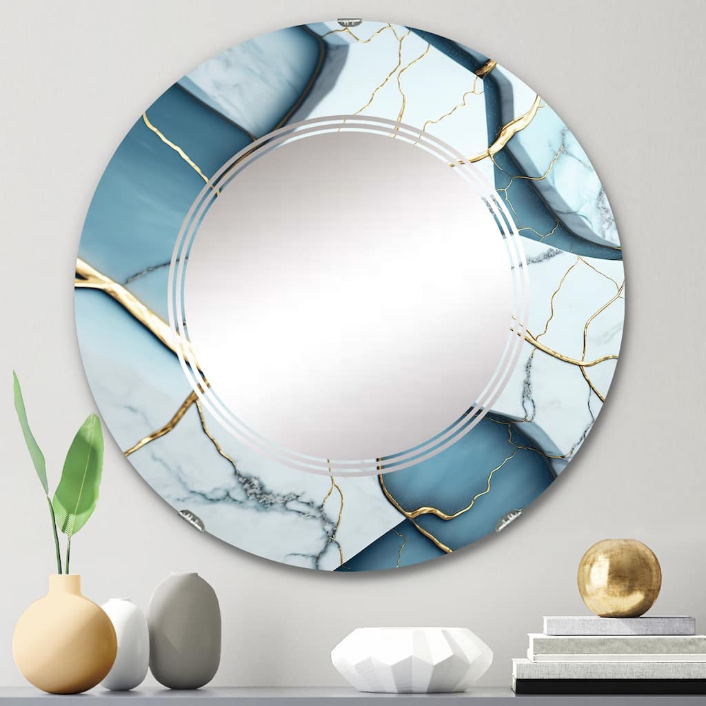 Designart 'Abstract Geode White II' Printed Abstract Marble Wall Mirror