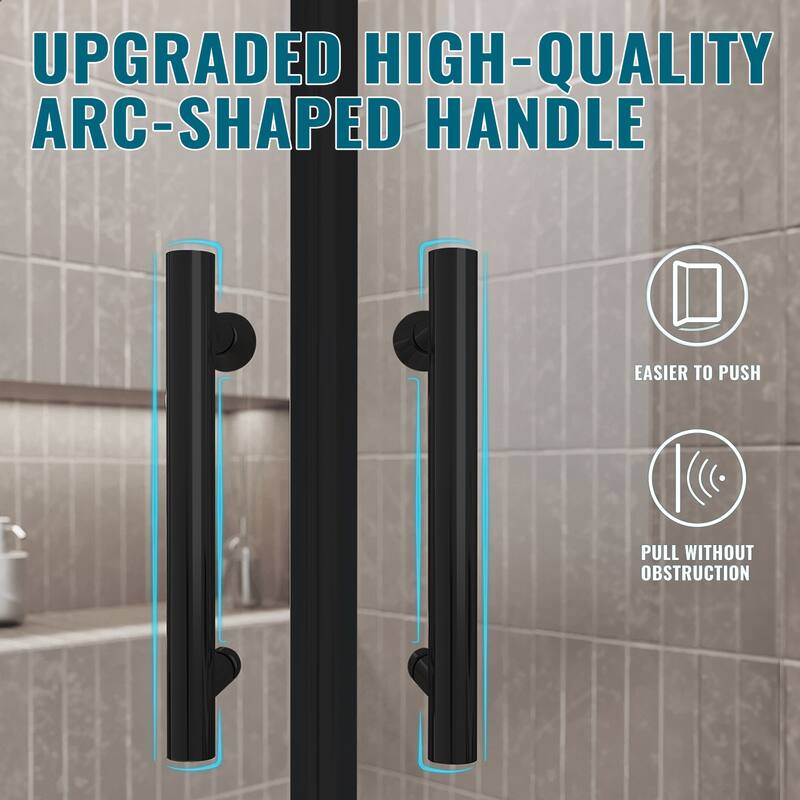 Elegant 36.7 in. W x 36.7 in. D x 72 in. H Corner Entry Curve Shower Enclosure Sliding Door with Shower Base