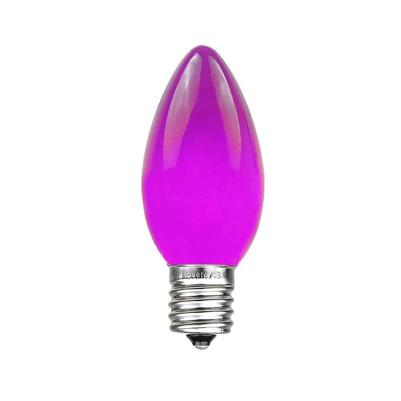 C9 Outdoor Ceramic Christmas Replacement Bulbs, C9/E17 Base - Medium - Purple