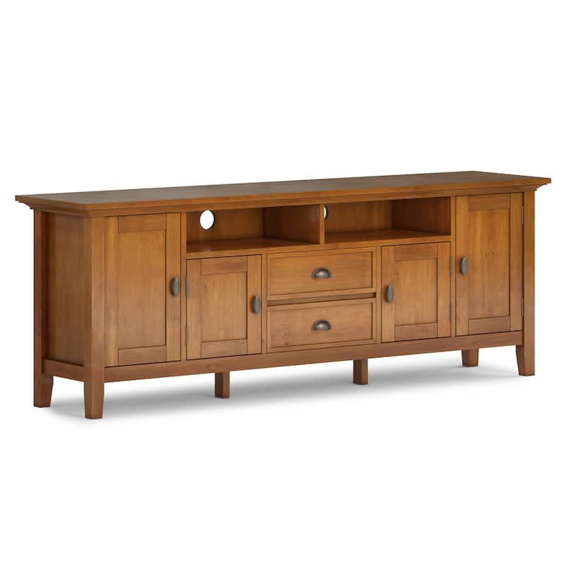 WYNDENHALL Mansfield SOLID WOOD 72 inch Wide Transitional TV Media Stand For TVs up to 80 inches - 72'' W x 16.5'' D x 26'' H