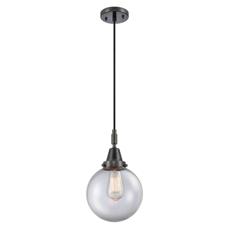 Innovations Lighting Downtown Urban - Caden Beacon - 1 Light 8" Cord Hung Mini Pendant - Clear Shade/Matte Black