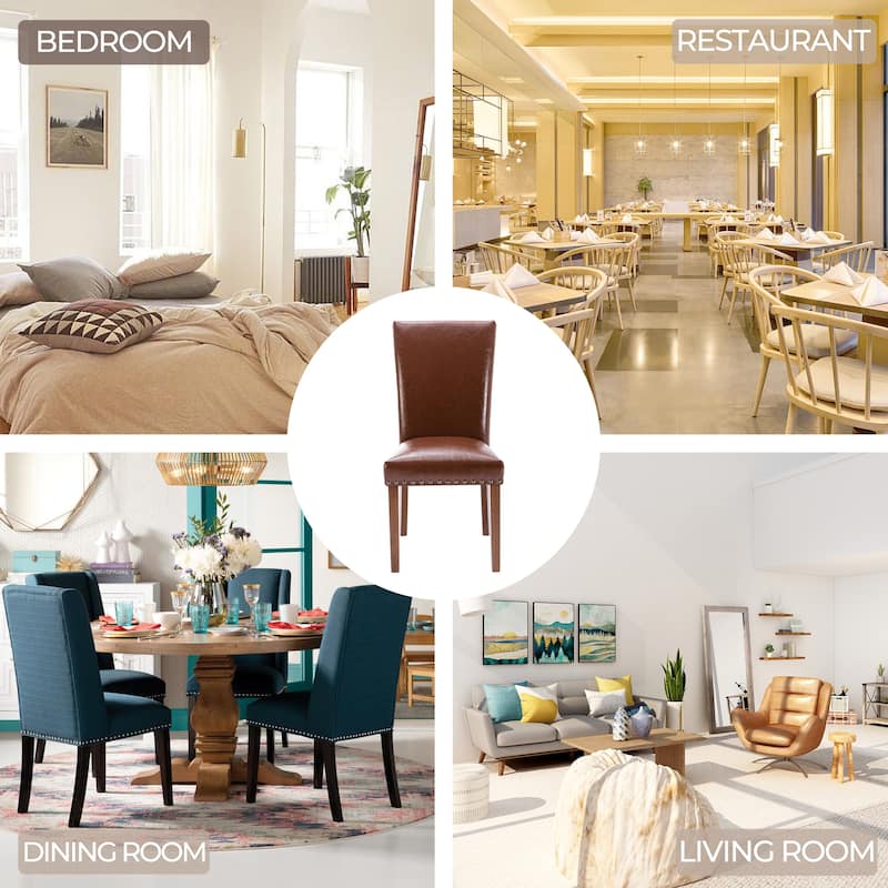 RENEWLINE Dining Chairs, Fabric with Nailhead Trim and Wood Legs