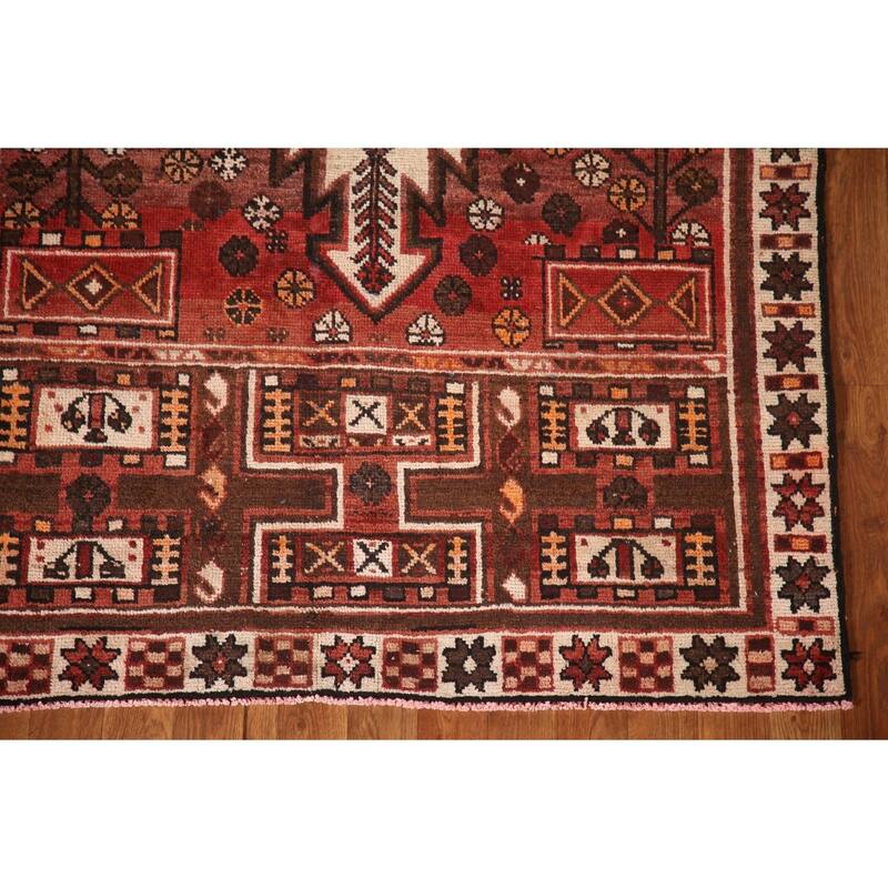 Tribal Qashqai Persian Vintage Area Rug Handmade Wool Carpet - 4'0"x 7'2"