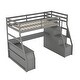 preview thumbnail 76 of 83, Wooden Loft Bed with 7 Storage Drawers and Bulit-in Desk, Twin/Full Size Loft Bedframe with Storage Shelves and Cabinet