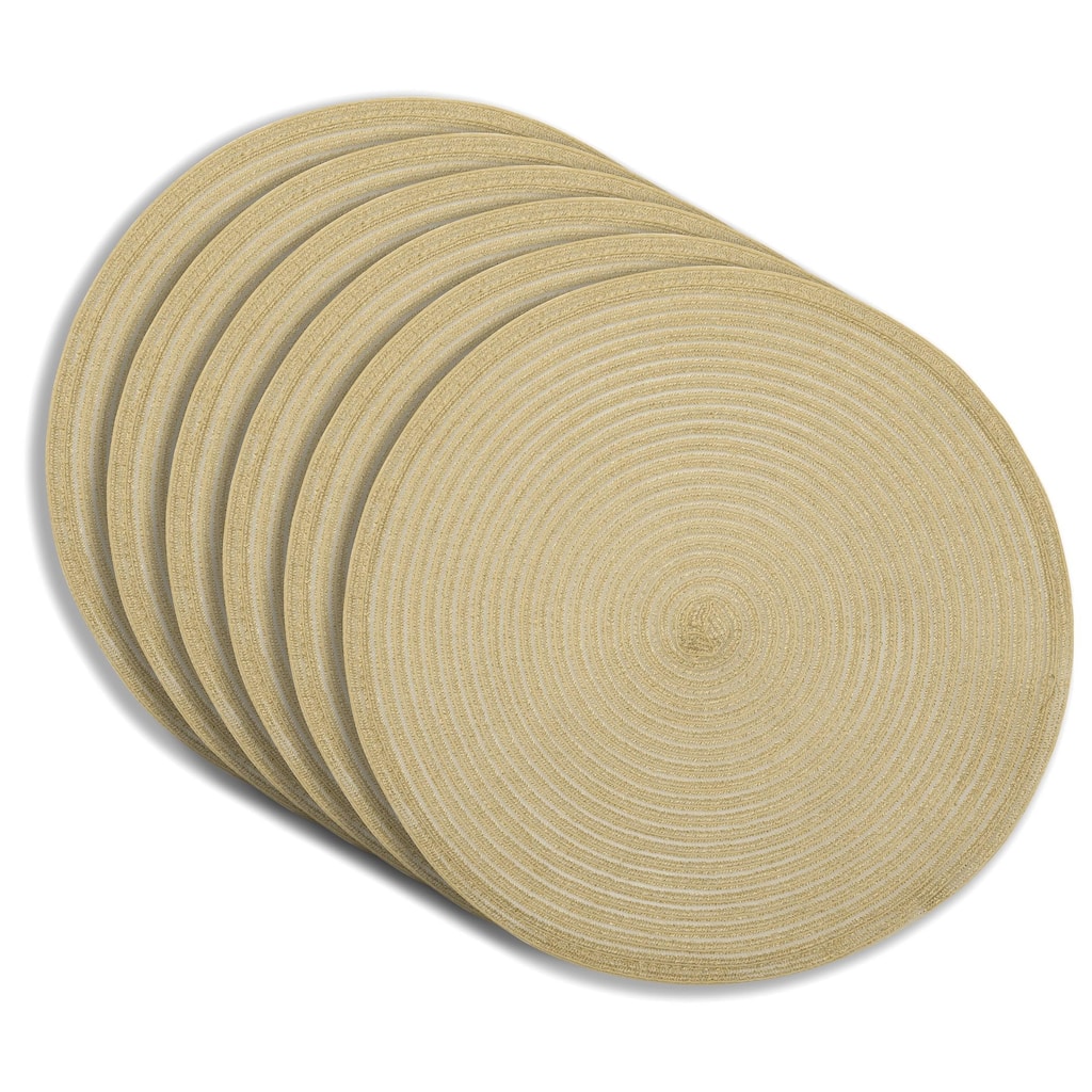 Dainty Home Lurex 15" Round Woven Non-Slip Placemats Set of 6