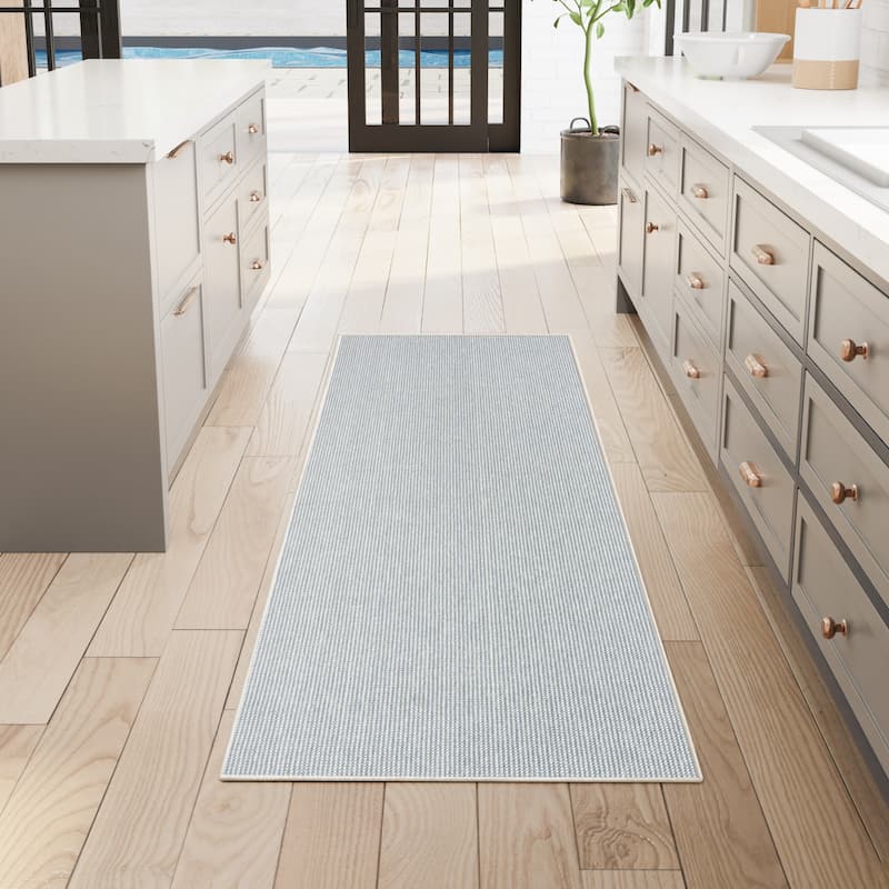 Nourison Textured Home Indoor Abstract Area Rug - 2' 3" x 7' 6" - Ivory/ Blue