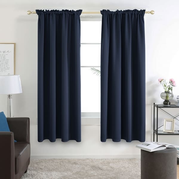 slide 2 of 84, Deconovo 2-Pack Thermal Room Darkening Rod Pocket Curtains