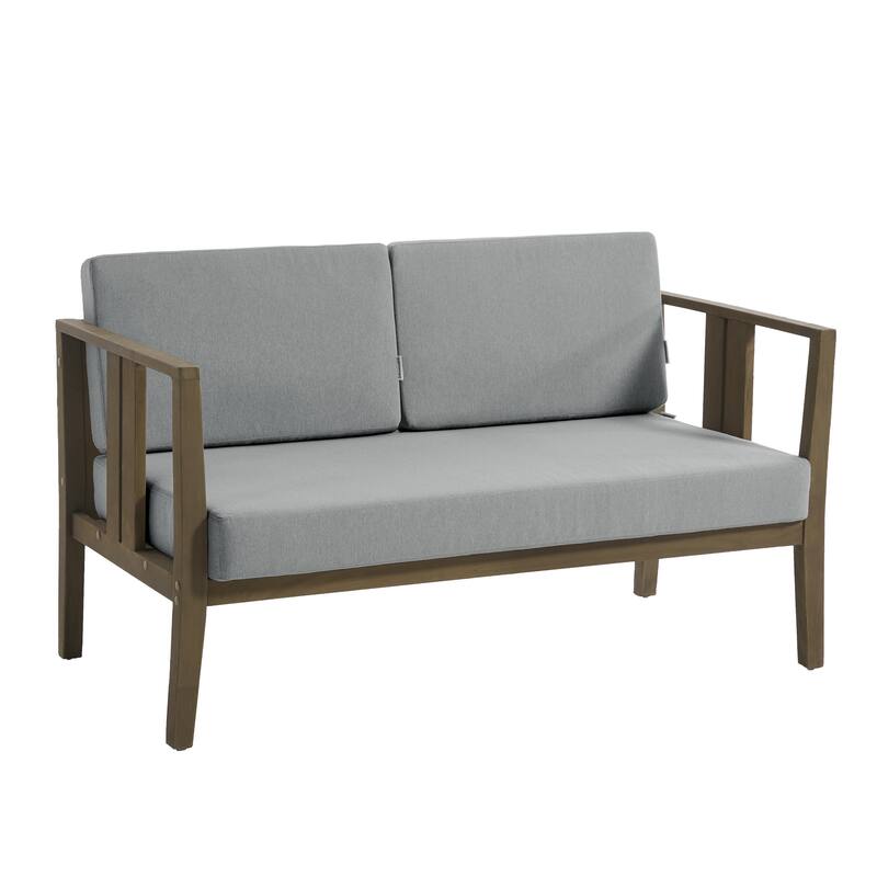 Teak Wood Weatherproof Outdoor Loveseat