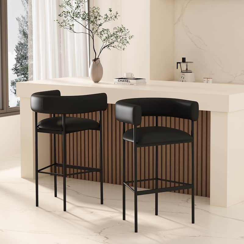 Onda Vegan Leather Metal Upholstered Barstool